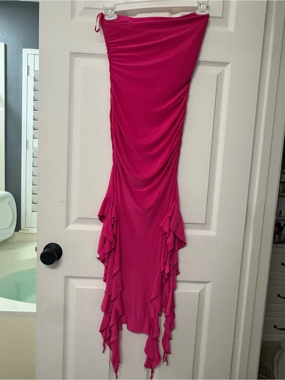Women’s Hot Pink Ruffle Ruched Skirt